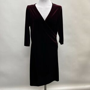 Perseption Concept Women's Body Con Dress Large Purple Maroon Velvet